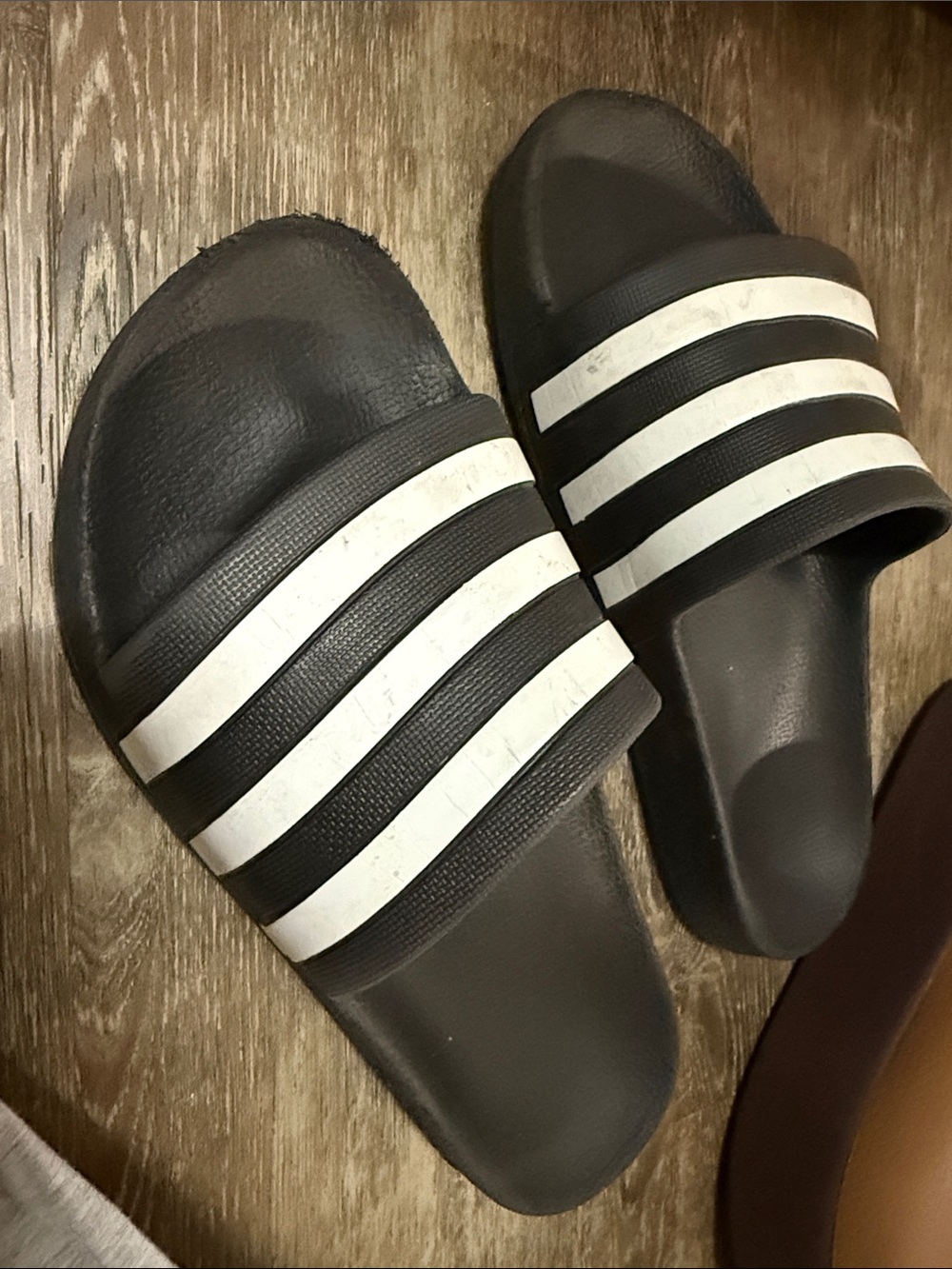 adidas Black Comfort Slide Sandals with Logo Footbed